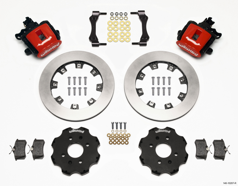 Wilwood Combination Parking Brake Rear Kit 12.19in Red Civic / Integra Disc 2.39 Hub Offset - 140-10207-R
