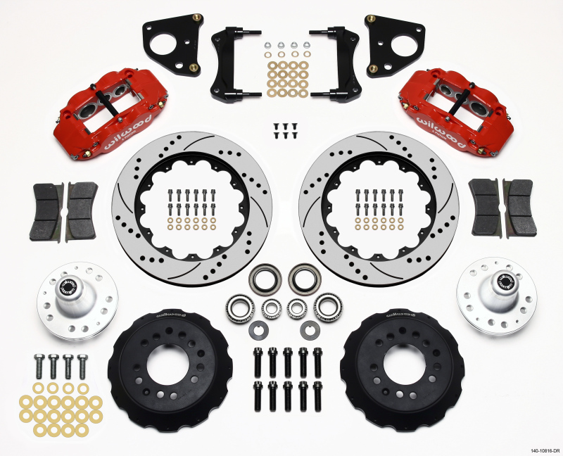 Wilwood Narrow Superlite 6R Front Hub Kit 14.00in Drill Red 62-72 CDP B & E Body-Drum - 140-10816-DR