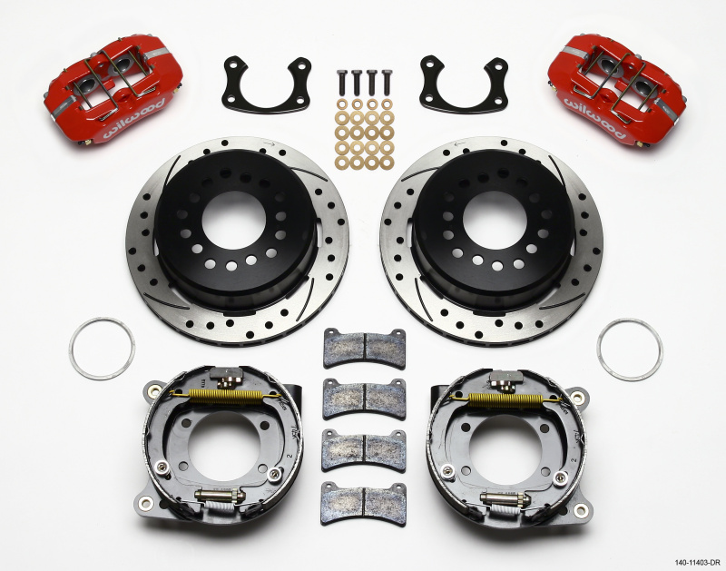 Wilwood Dynapro Low-Profile 11.00in P-Brake Kit Drill-Red Small Ford 2.50in Offset - 140-11403-DR