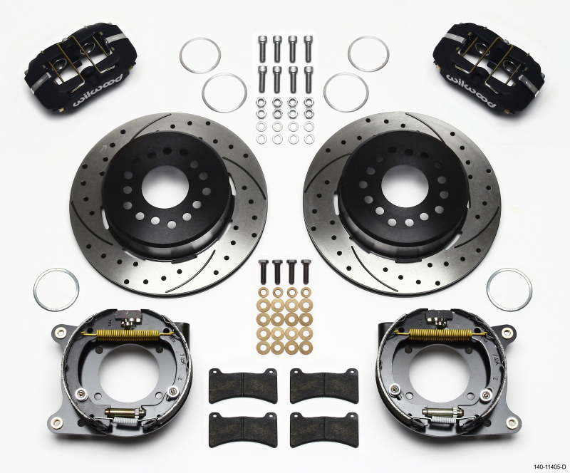 Wilwood Dynapro Low-Profile 11.00in P-Brake Kit Drilled 55-57 Chevy 2.34in Offset - 140-11405-D