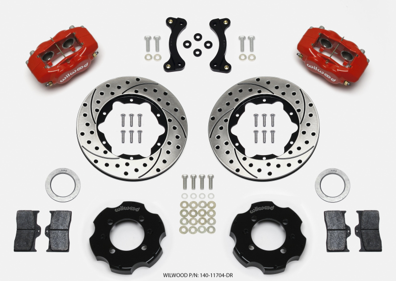 Wilwood Forged Dynalite Front Hat Kit 11.00in Drilled Red 95-05 Miata - 140-11704-DR