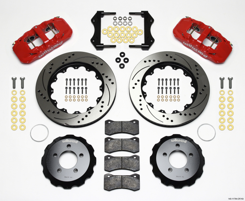 Wilwood AERO6 Front Hat Kit 14.25 Drilled Red 2006-10 Magnum/Challngr/Chrgr/300C - 140-11764-DR