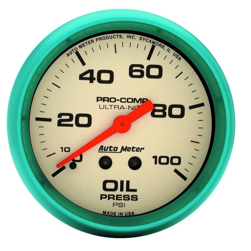 Autometer Ultra-Nite 66.7mm 0-100 PSI Mechanical Oil Pressure Gauge - 4521