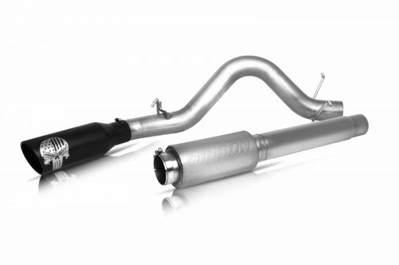 Gibson 11-14 Ford F-150 XLT 3.7L 4in Patriot Skull Series Cat-Back Single Exhaust - Stainless - 76-0008