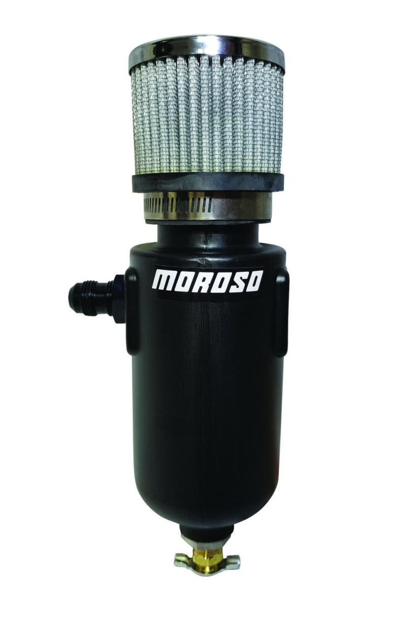 Moroso Breather Tank/Catch Can -8An Male Inlet - Black Polyethylene - 85404