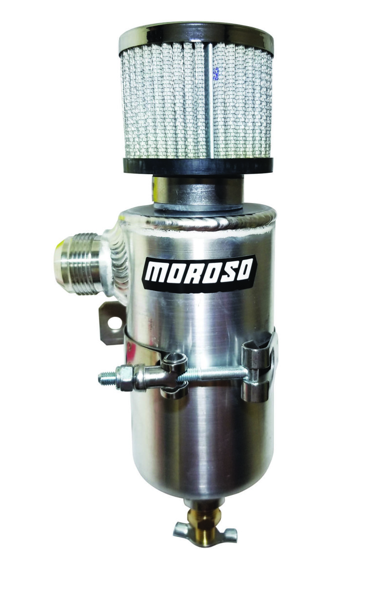 Moroso Breather Tank/Catch Can - 16An Male Fitting - Aluminum - 85475