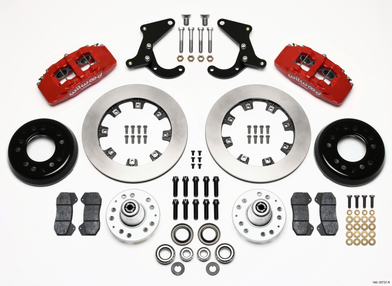 Wilwood Dynapro 6 Front Hub Kit 12.19in Red 55-57 Chevy - 140-10737-R