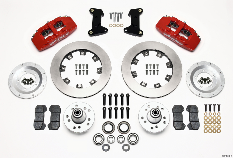 Wilwood Dynapro 6 Front Hub Kit 12.19in Red 74-80 Pinto/Mustang II Disc Spindle only - 140-10742-R