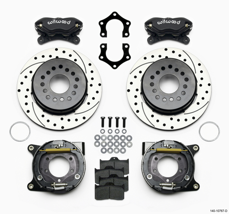 Wilwood Forged Dynalite P/S Park Brake Kit Drilled Mopar/Dana 2.50in Off w/Snap Ring Brng - 140-10767-D
