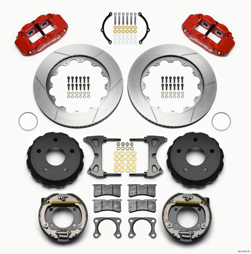 Wilwood Narrow Superlite 4R Rear P-Brk Kit 14.00in Red Big Ford 2.00in Off Bronco 5 x 5.50 - 140-13731-R