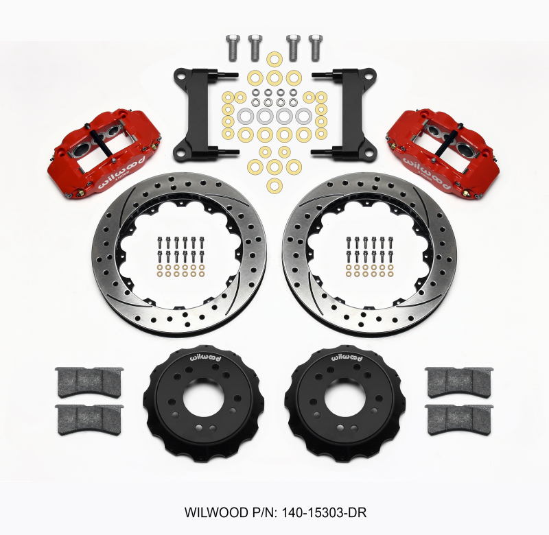 Wilwood Narrow Superlite 6R Front Hat Kit 13.06 Drilled Red 63-87 C10 w/ Wilwood Pro Spindles - 140-15303-DR