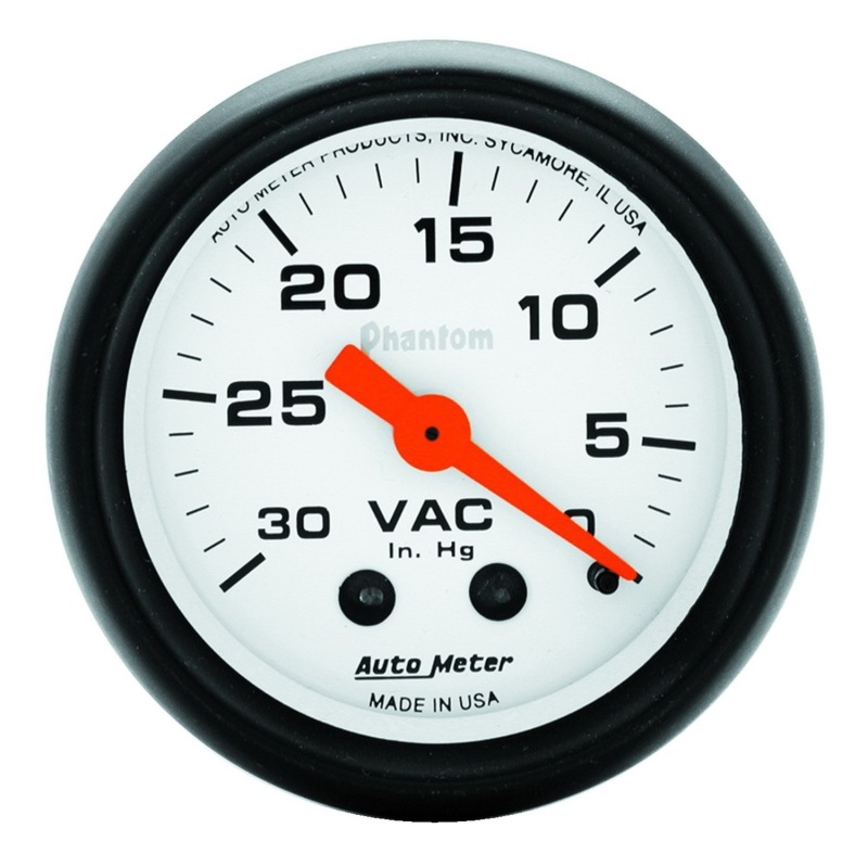 Autometer Phantom 52mm 30 in. HG. Mechanical Vacuum Gauge - 5784