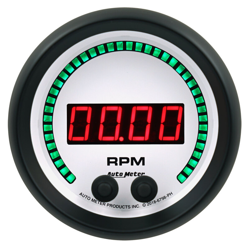 Autometer 85.7mm White 0-16K RPM Tachometer Phantom Elite Digital Gauge - 6798-PH