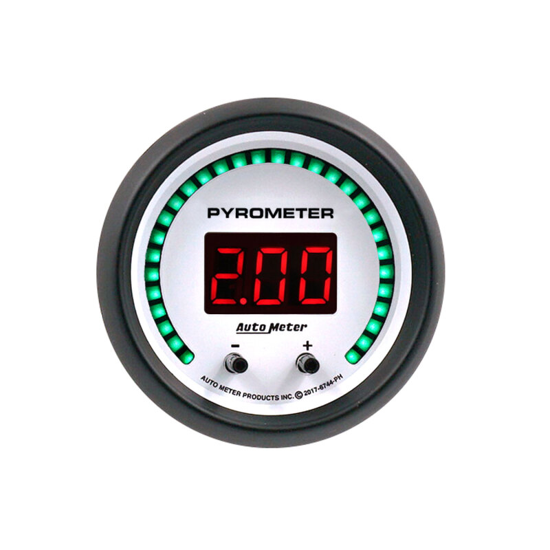 Autometer 52.4mm White Two Channel 0-2000 Degree Pyrometer (EGT) Phantom Elite Digital Gauge - 6744-PH
