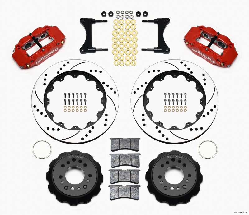 Wilwood Narrow Superlite 6R Front Hat Kit 14.00in Drill Red 93-96 Mazda RX7 - 140-11964-DR