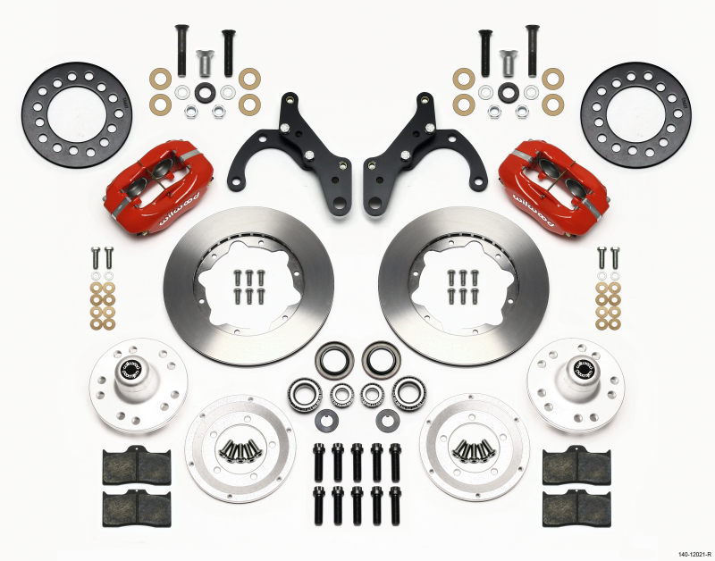 Wilwood Forged Dynalite Front Kit 11.00in Red 65-68 Chevy Impala -Drum Spindle - 140-12021-R