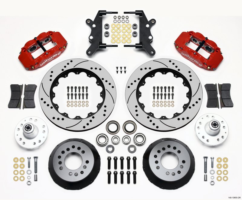 Wilwood Narrow Superlite 6R Front Hub Kit 14.00in Drill Red 60-68 Ford / Mercury Full Size / Galaxie - 140-13655-DR