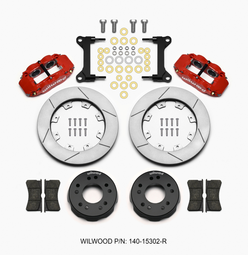 Wilwood Narrow Superlite 6R Front Kit 12.19in Drilled Red 63-87 C10 w/ Wilwood Pro Spindles - 140-15302-R