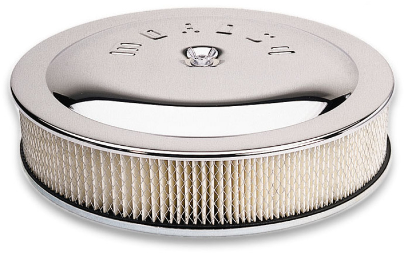 Moroso Racing Air Cleaner - 14in x 3in Filter - Flat Bottom - Aluminum - Chrome Plated - 65911