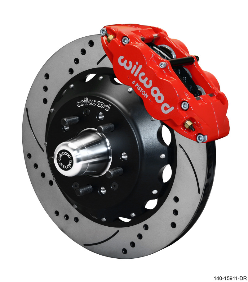 Wilwood Narrow Superlite 6R Front Big Brake Kit 14.00in SRP Drilled and Slotted Rotor - Red - 140-15911-DR
