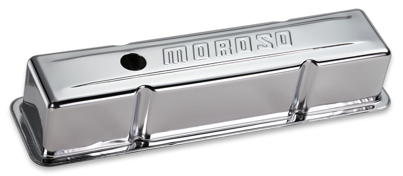 Moroso Chevrolet Small Block Valve Cover - w/Baffle - Stamped Steel Chrome Plated - Pair - 68103