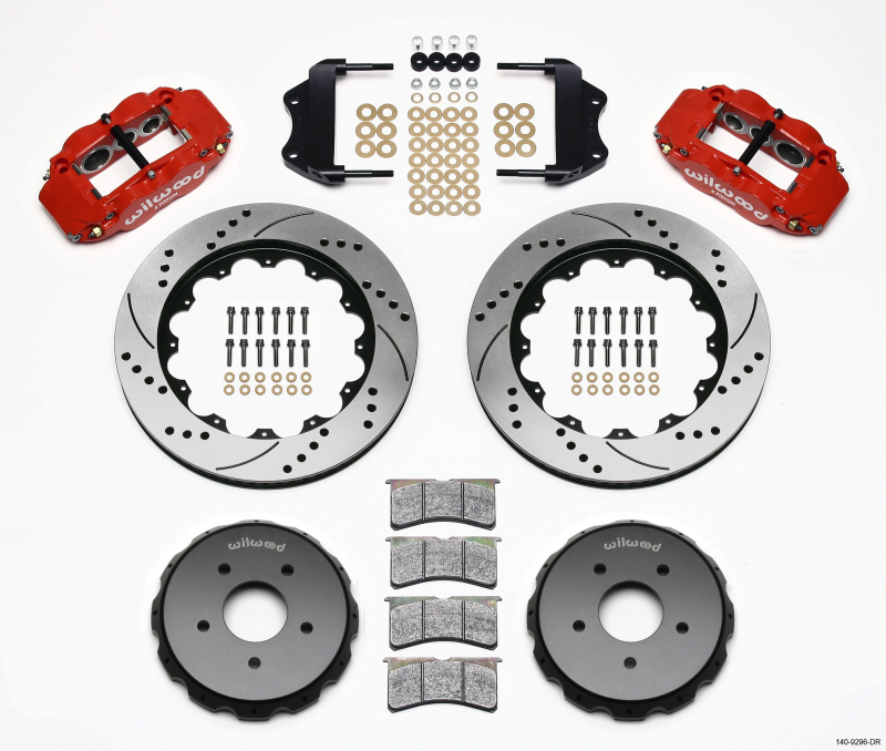 Wilwood Narrow Superlite 6R Front Hat Kit 14.00in Drilled Red 2004-2006 Pontiac GTO - 140-9296-DR