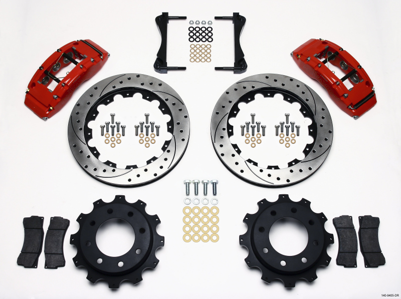 Wilwood TC6R Rear Kit 16.00in Drilled Red 1999-2010 GM H2 / 2500 4.63 Cntr - 140-9405-DR