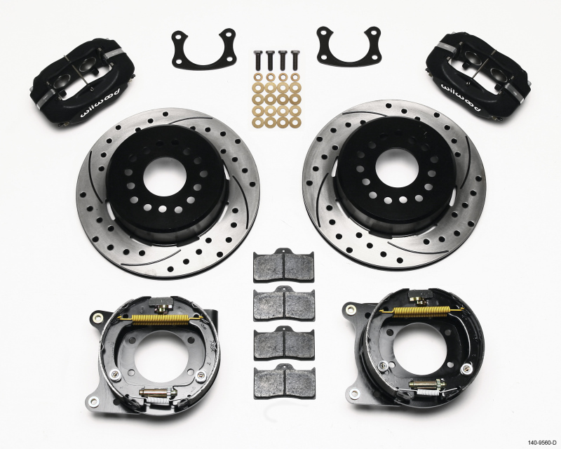 Wilwood Forged Dynalite P/S Park Brake Kit Drilled New Big Ford 2.50in offset Staggrd Shock - 140-9560-D