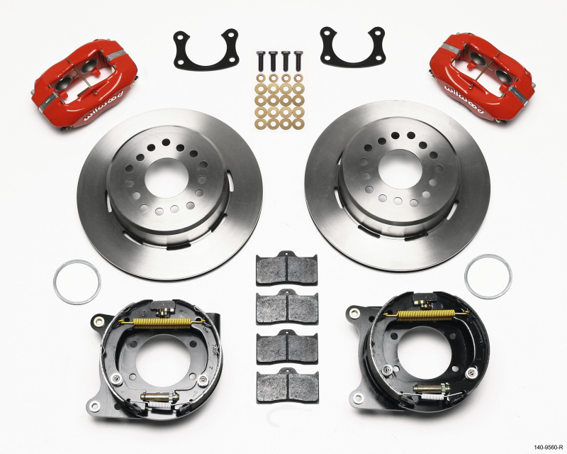 Wilwood Forged Dynalite P/S Park Brake Kit Red New Big Ford 2.50in offset Staggrd Shock - 140-9560-R