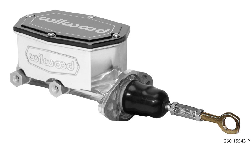 Wilwood Compact Tandem Master Cylinder - 1.12in Bore - w/Pushrod - Fits Mustang (Ball Burnished) - 260-15543-P