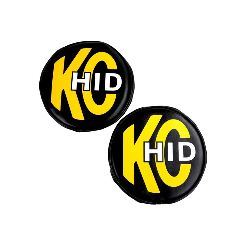 KC HiLiTES 8in. Round Soft Cover HID (Pair) - Black w/Yellow Brushed KC Logo - 5818