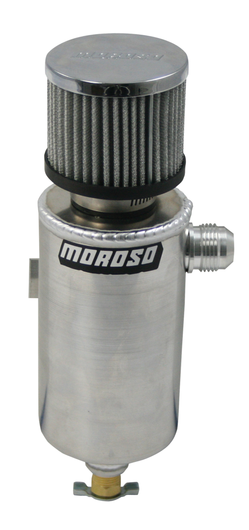 Moroso Breather Tank/Catch Can -12An Male Fitting - Roll Bar Mount - Aluminum - 85461