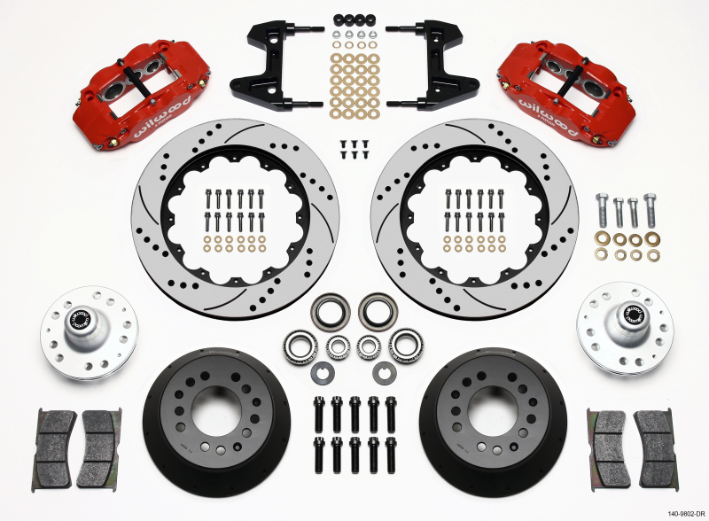 Wilwood Narrow Superlite 6R Front Hub Kit 14.00in Drill Red 74-80 Pinto/Mustang II Disc Spindle only - 140-9802-DR