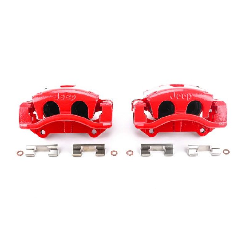 Power Stop 06-10 Jeep Commander Front Red Calipers w/Brackets - Pair - S4990J