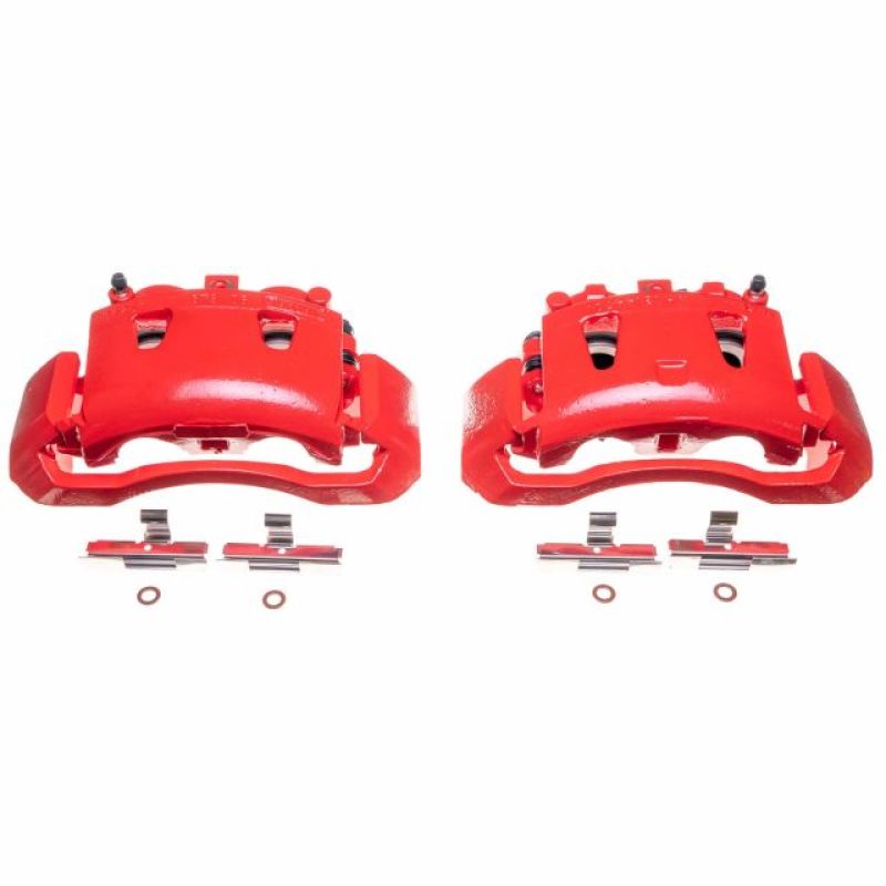 Power Stop 98-02 Dodge Ram 2500 Van Front Red Calipers w/Brackets - Pair - S4744