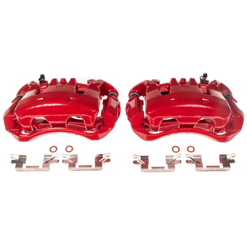 Power Stop 11-13 Nissan Leaf Front Red Calipers w/Brackets - Pair - S6864