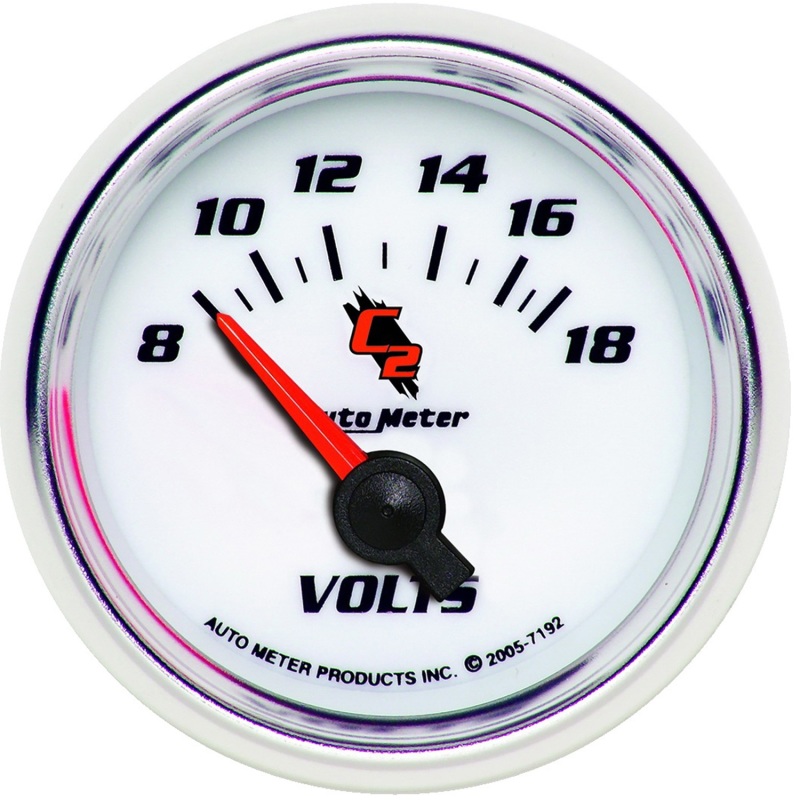 Autometer C2 2-1/16in Electric 18V Voltmeter Gauge - 7192