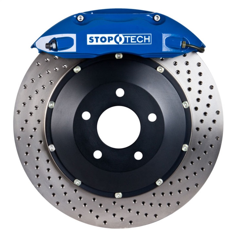 StopTech 06-10 VW Golf/Jetta Front BBK ST-40 Caliper Blue / 2pc Drilled 328x28mm Rotor - 83.893.4300.22