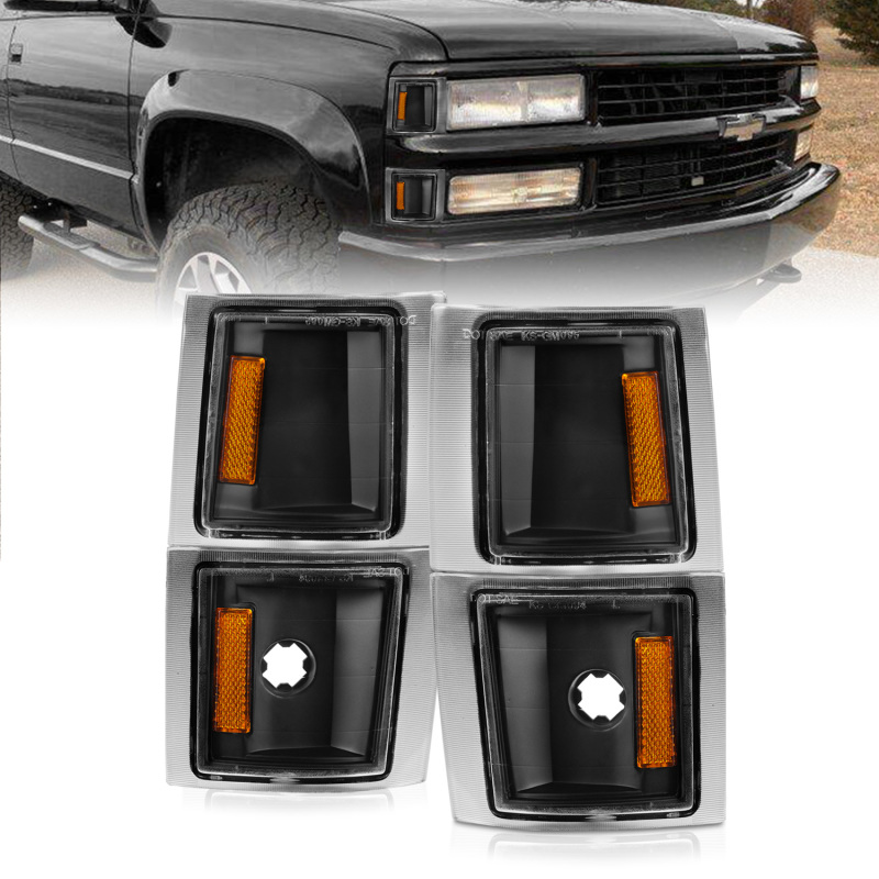 ANZO 1994-1998 Chevrolet Blazer Corner Lights Black Housing Clear Lens w/ Amber Reflector - 521042