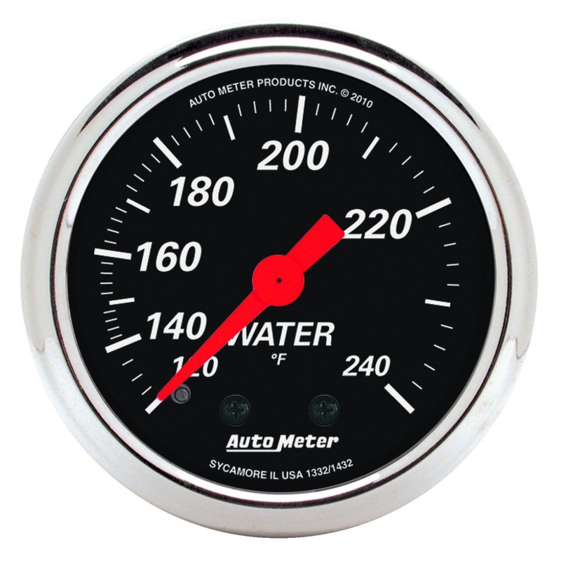 Autometer Designer Black 2 1/16in 120-240 Deg F Mechanical Water Temp Gauge - 1432