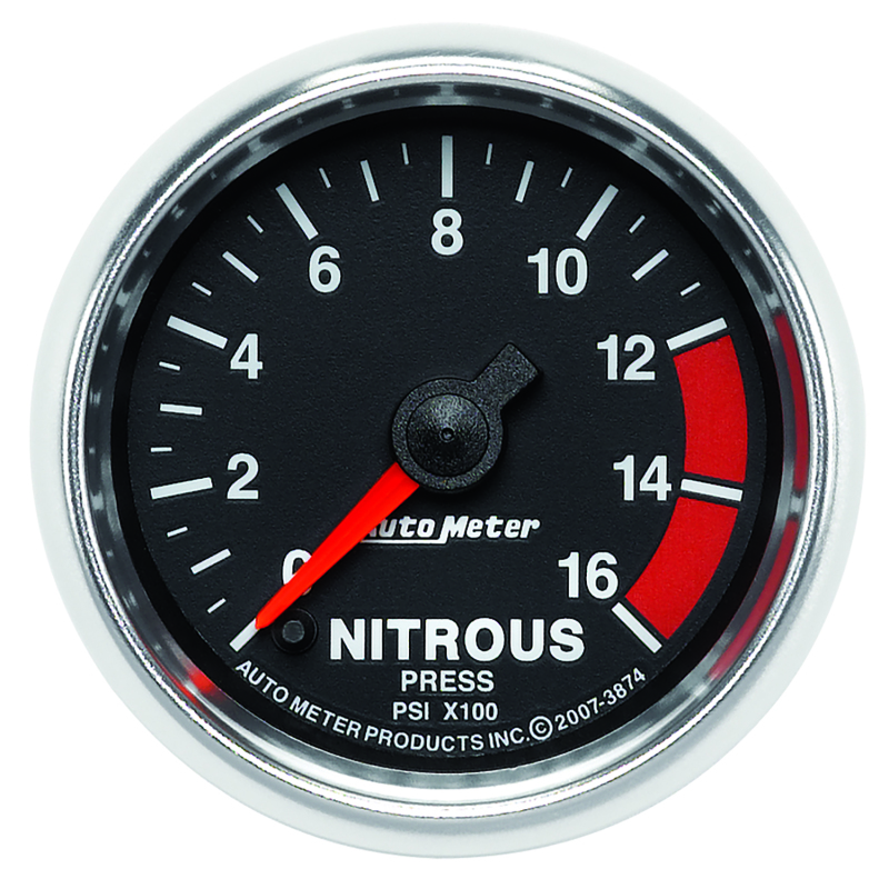 Autometer GS 2 1/16in. 1600PSI Nitrous Fuel Pressure Gauge - 3874