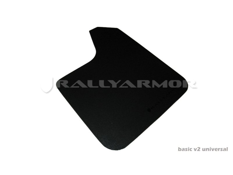 Rally Armor Universal Fit (No Hardware) Basic Black Mud Flap w/ Black Logo - MF12-BAS-BLK