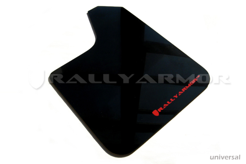 Rally Armor Universal Fit (No Hardware) Black UR Mud Flap w/ Red Logo - MF12-UR-BLK/RD