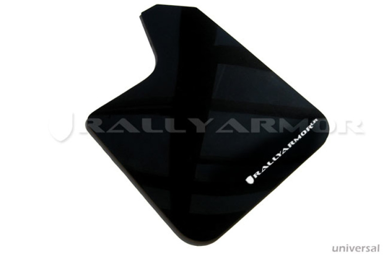 Rally Armor Universal Fit (No Hardware) Black UR Mud Flap w/ White Logo - MF12-UR-BLK/WH