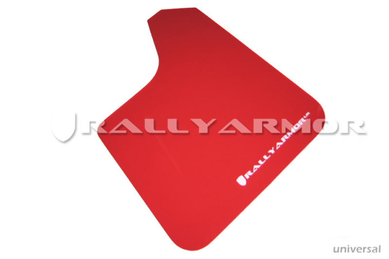 Rally Armor Universal Fit (No Hardware) Red UR Mud Flap w/ White Logo - MF12-UR-RD/WH