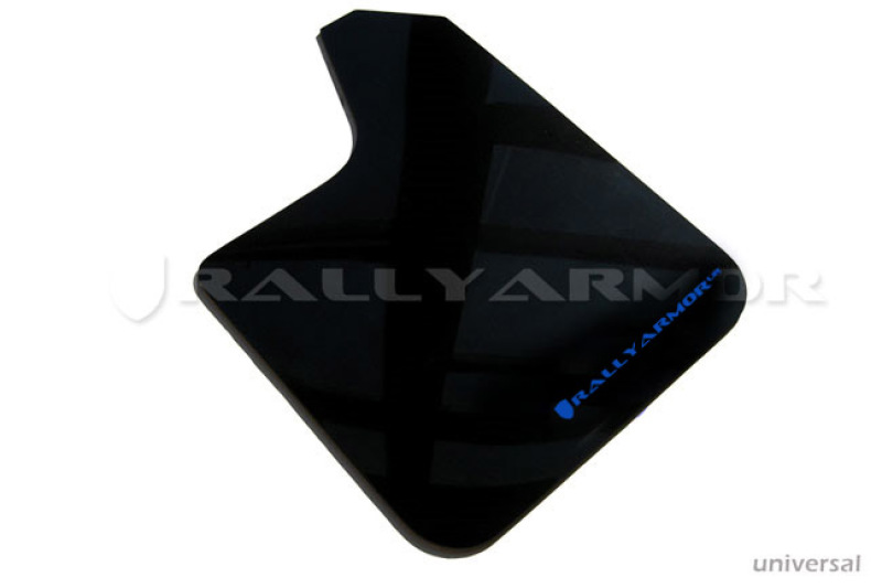 Rally Armor Universal Fit (No Hardware) Black UR Mud Flap w/ Blue Logo - MF12-UR-BLK/BL