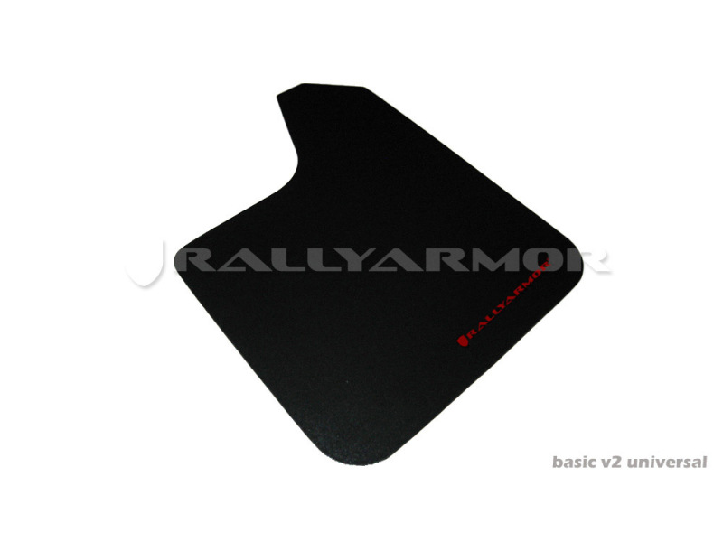 Rally Armor Universal Fit (No Hardware) Basic Black Mud Flap w/ Red Logo - MF12-BAS-RD