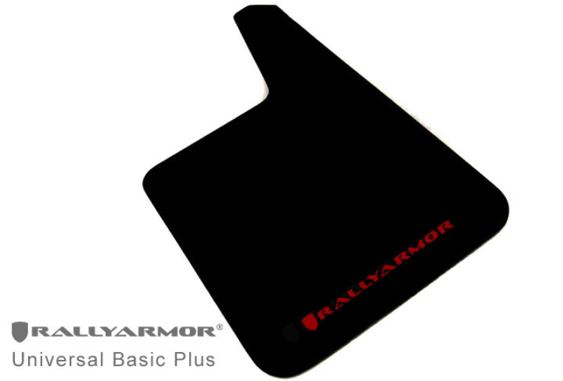 Rally Armor Universal Fit (No Hardware) Basic Plus Black Mud Flap w/ Red Logo - MF20-BAS-RD
