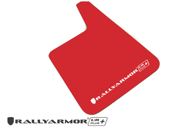 Rally Armor Universal Fit (No Hardware) UR Plus Red UR Mud Flap w/ White Logo - MF20-URP-RD/WH