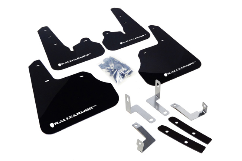 Rally Armor 12-16 Subaru Impreza 4D/5D Black UR Mud Flap w/White Logo - MF22-UR-BLK/WH